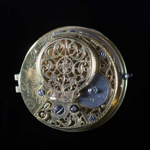 482 - A FUSEE MOVEMENT WITH DIAL AND HANDS circular white enamel dial with roman indices and outer minute ... 