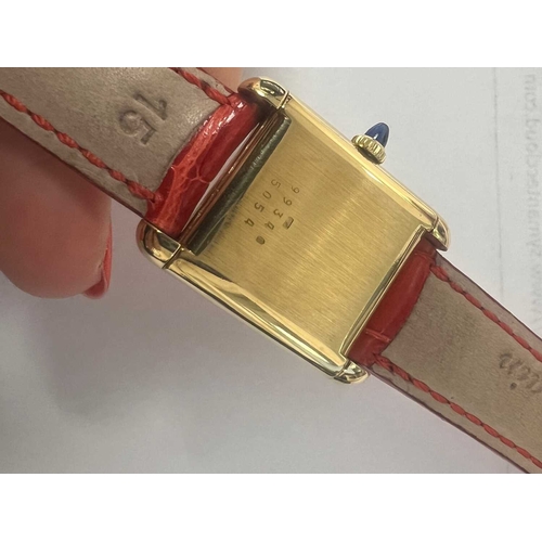 488 - A LADY'S 18CT GOLD CHOPARD TANK STRAP WATCH white dial signed Chopard Geneve with Arabic index and o... 