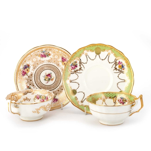 60 - SIX CAULDON CABINET CUPS AND SAUCERS, EARLY 20TH CENTURY together with a 19th Century English cabine... 