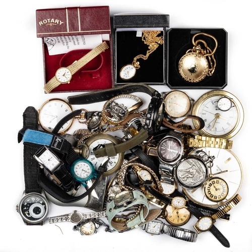 620 - A QUANTITY OF COSTUME JEWELLERY AND WATCHES including Victorian and later brooches, rings, beads, go... 