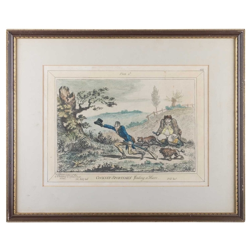 642 - AFTER JAMES GILRAY (1756-1815) COCKNEY SPORTSMAN, A SET OF FOUR SPORTING PRINTS Four Plates each fra... 