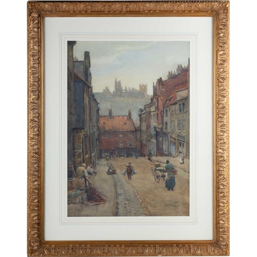 647 - WALTER EMSLEY (1860-1938) FLOWERGATE ROAD, WHITBY Signed
Watercolour(52cm x 36cm)... 