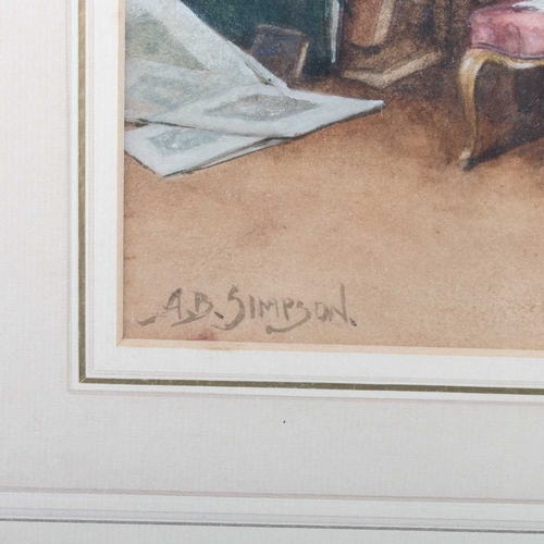 653 - ALEXANDER BRANTINGHAM SIMPSON R.I (FL. 1904-1931) A MISSING QUOTE Signed
Watercolour(18cm x 17cm)... 