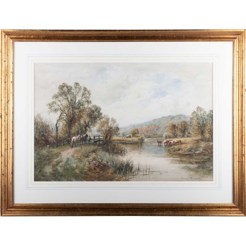 666 - ‡ HENRY JOHN KINNAIRD (1861-1929) THAMES AT COOKHAM Signed and titled
Watercolour(34cm x 51cm)... 