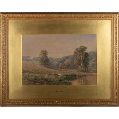 667 - THOMAS PYNE R.I (1843-1935) STAGS IN A LANDSCAPE Signed and dated 1877
Watercolour(33cm x 49cm)... 