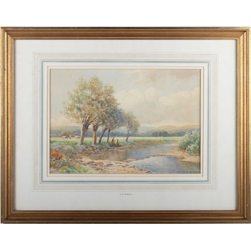 672 - JOHN BATES NOEL (1870-1927) PAIR OF RIVER LANDSCAPES Signed
Watercolours
 (24cm x 34.5cm)Qty: (2)... 