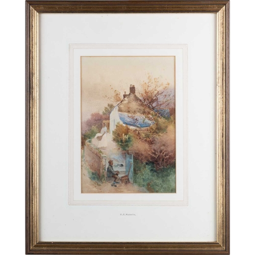 674 - GEORGE F. NICHOLLS (1885-1937) PAIR OF COUNTRY COTTAGE VIEWS Signed
Watercolour(24cm x 16.5cm)Qty: (... 