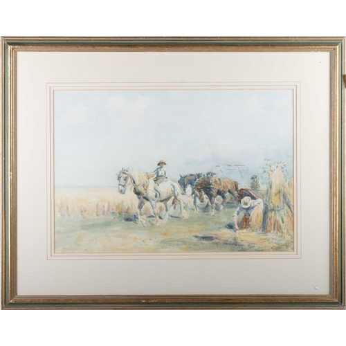 681 - NATHANIEL HUGHES JOHN BAIRD (1865-1936) PLOUGH TEAM Signed with monogram
Watercolour(36cm x 53cm)... 