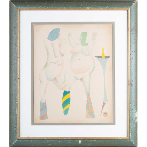 683 - ‡ DOMINIC FELS (1920-1984) ACROBATICA Signed
Watercolour and pencil(32cm x 15.5cm)... 