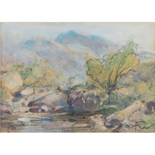 686 - FRANK WASLEY (1848-1934) PAIR OF LANDSCAPE SKETCHES Initialled
Watercolour, pencil and charcoal
Prov... 