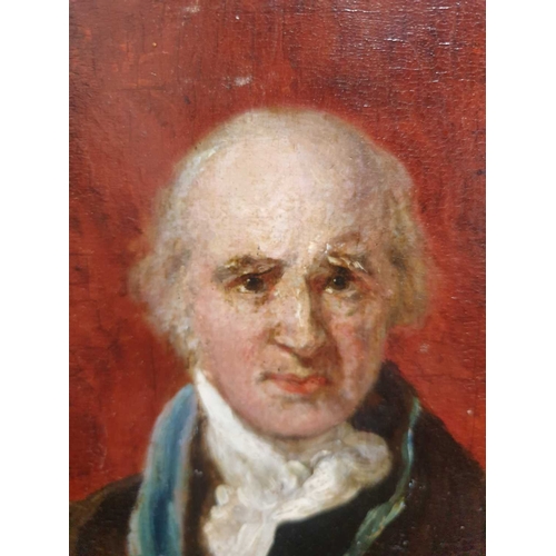 689 - AFTER SIR THOMAS LAWRENCE (1769-1830) PORTRAIT OF BENJAMIN WEST P.R.A (1738-1820) Oil on panel
Rubbe... 