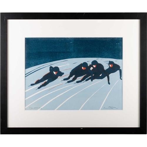 692 - CONTEMPORARY SCHOOL SPEED SKATERS Indistinctly signed and titled. Dated (20)10
Linocut(30cm x 40cm)... 