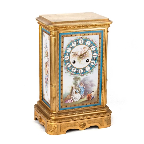 727 - A LARGE FRENCH ORMOLU AND PORCELAIN TABLE CLOCK, CIRCA 1870, RETAILED BY TIFFANY & CO, NEW YORK inse... 