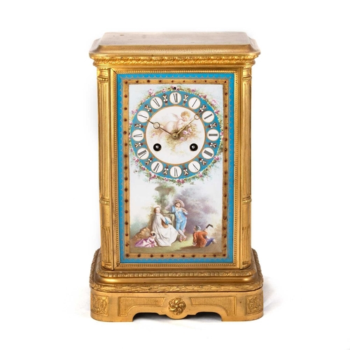 727 - A LARGE FRENCH ORMOLU AND PORCELAIN TABLE CLOCK, CIRCA 1870, RETAILED BY TIFFANY & CO, NEW YORK inse... 