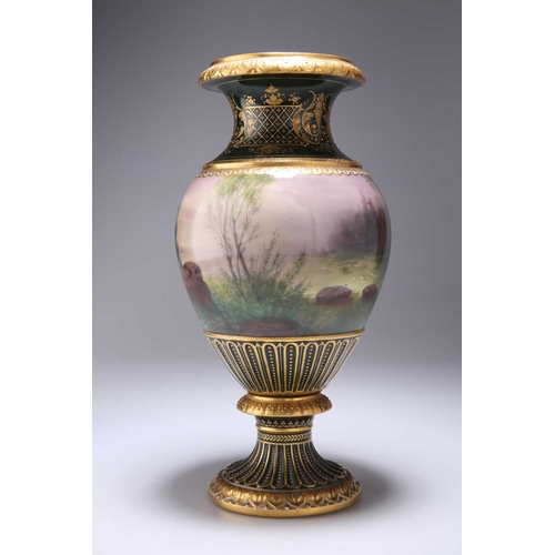 83 - A VIENNA VASE BY WAGNER, LATE 19TH CENTURY of baluster form, painted with a classical beauty and thr... 