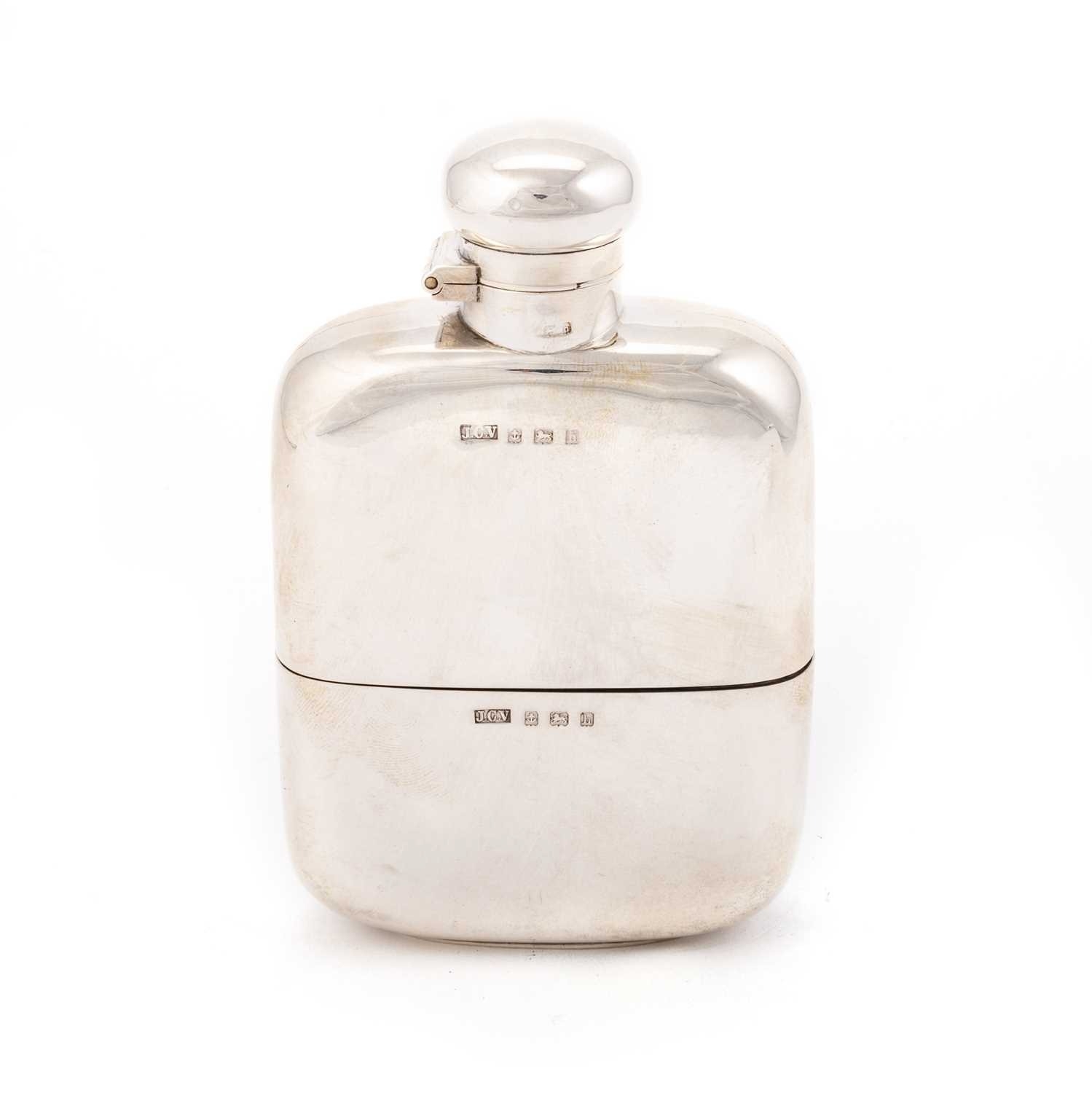 AN EDWARDIAN SILVER HIP FLASK by John Collard Vickery, Birmingham 1907 ...