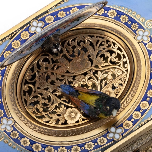 A SILVER-GILT AND ENAMEL FUSEE SINGING BIRD BOX BY CHARLES BRUGUIER ...