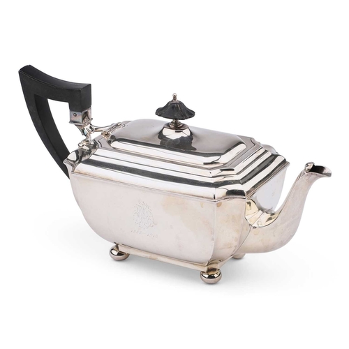 434 - A GEORGE V SILVER TEAPOT by James Dixon & Sons Ltd, Sheffield 1910, rectangular with inverted co... 