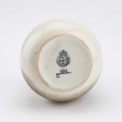 73 - A ROYAL WORCESTER VASE BY JAMES STINTON, DATED 1904 pear-shaped with applied scroll handles, the nec... 