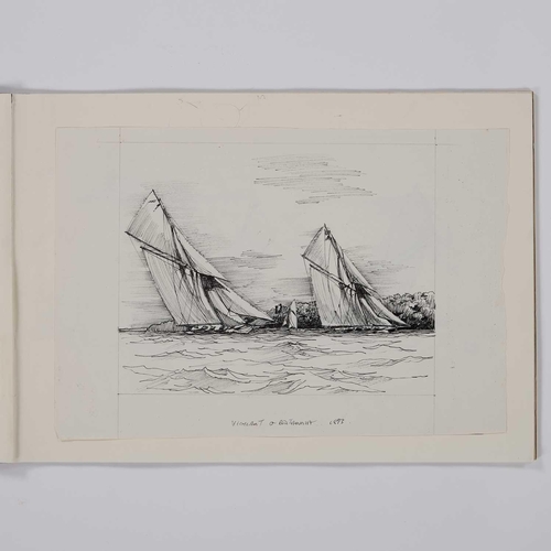 1041 - ‡ STEPHEN J. RENARD (BORN 1947) SKETCHBOOK OF ORIGINAL STUDIES OF SHIPS, YACHTS AND BOATS Pencil, pe... 