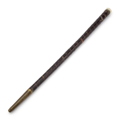 1042 - § AN EARLY 19TH CENTURY TELESCOPE WALKING STICK BY WILLSON the baleen tapering body with single draw... 