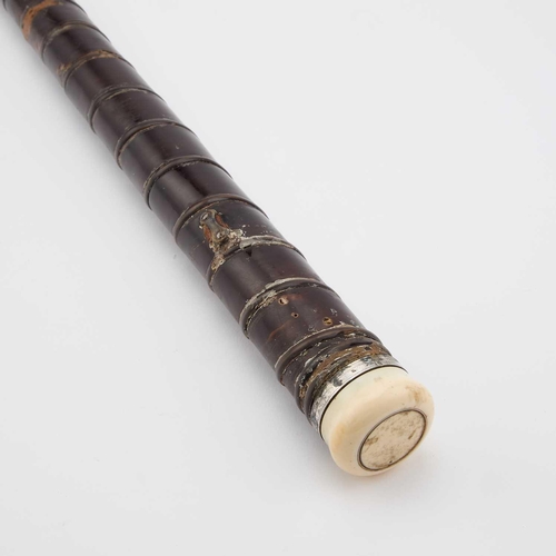 1042 - § AN EARLY 19TH CENTURY TELESCOPE WALKING STICK BY WILLSON the baleen tapering body with single draw... 