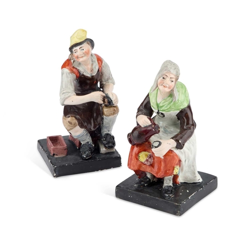 117 - A PAIR OF ENOCH WOOD STAFFORDSHIRE POTTERY FIGURES OF JOBSON AND NELL, CIRCA 1830 (2) 16cm high... 