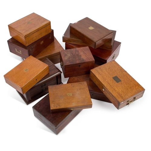 1183 - A COLLECTION OF VICTORIAN AND LATER OAK AND MAHOGANY CUTLERY BOXES (11) Largest 60.5cm wide