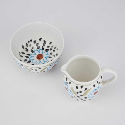 125 - ANGELICA BELL FOR FOLEY, A FLORAL DECORATED CREAM JUG AND SUGAR BOWL made for the 1934 Art in Indust... 