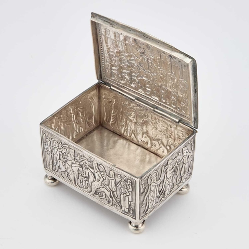 197 - AN EARLY 20TH CENTURY PERSIAN SILVER BOX Kermanshah, c.1920, Qajar dynasty, of rectangular form with... 