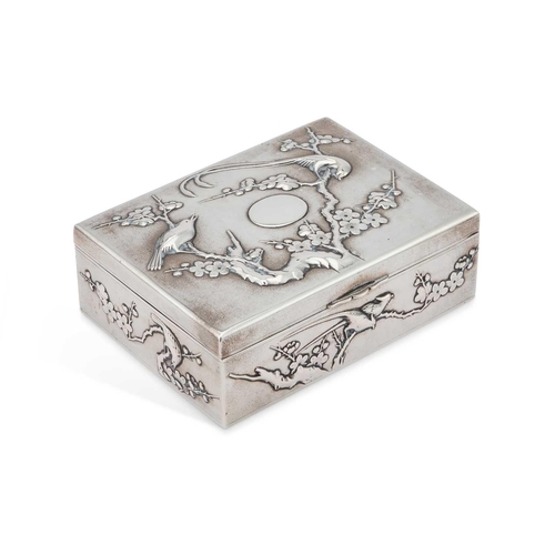 222 - A CHINESE SILVER CIGAR BOX mark of Tuck Chang & Co, Shanghai, late 19th/ early 20th Century, rec... 