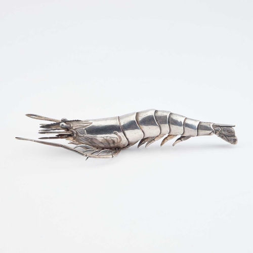 233 - A CHINESE SILVER CRAYFISH PLACE CARD HOLDER by Ju Ji, Hong Kong, retailer's mark of Wang Hing & ... 