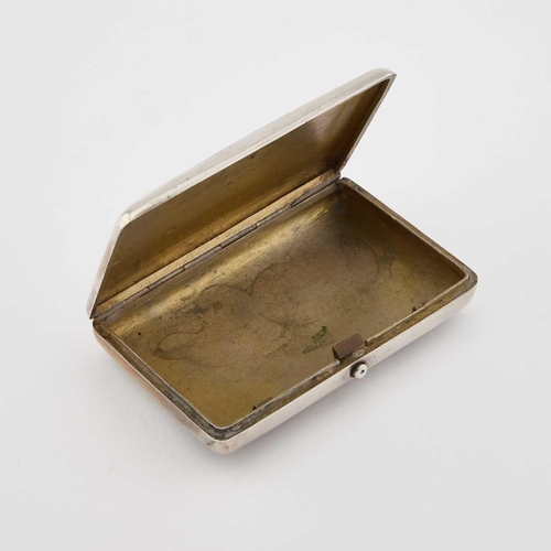 241 - A RUSSIAN SILVER AND NIELLO CIGARETTE CASE Moscow, First Kokoshnik, the hinged lid shows a large bui... 