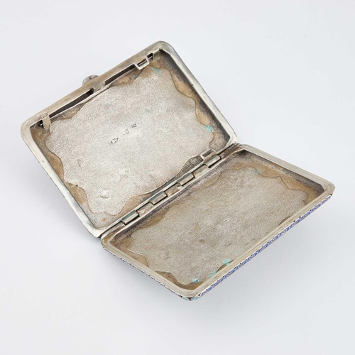 253 - A RUSSIAN SILVER AND CLOISONNÉ ENAMEL CIGARETTE CASE rectangular with rounded corners, decorated in ... 