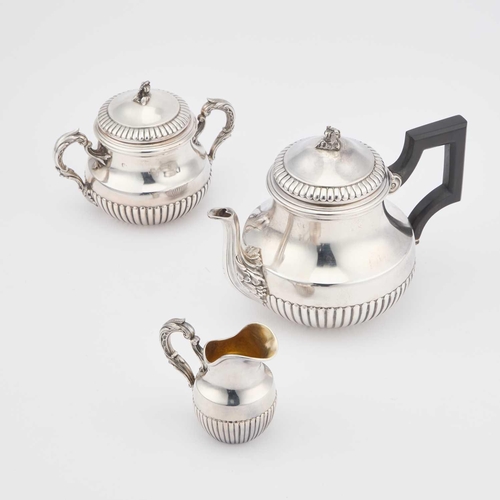 277 - A LATE 19TH CENTURY FRENCH SILVER BACHELOR'S TEA SERVICE by Edmond Tetard, comprising a teapot, crea... 