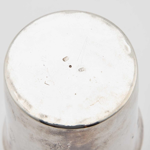 292 - AN 18TH CENTURY PROVINCIAL SILVER BEAKER struck twice with maker's mark JW, of large size, engraved ... 