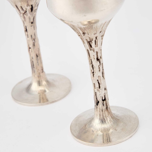 297 - A PAIR OF ELIZABETH II SILVER GOBLETS by Christopher Nigel Lawrence, London 1972, the round tapering... 