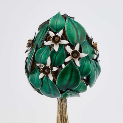 299 - STUART DEVLIN: AN ELIZABETH II PARCEL-GILT SILVER AND ENAMEL TABLE BELL by Stuart Devlin, London 197... 