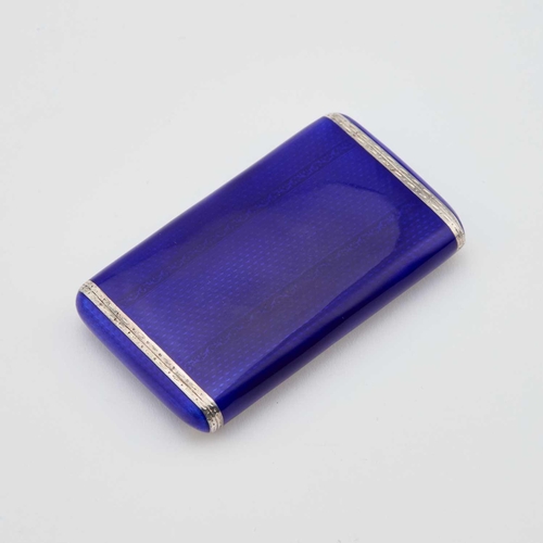 318 - AN ART DECO SILVER AND BLUE ENAMEL CASE import marks, F B Reynolds, Glasgow 1926, rectangular with r... 