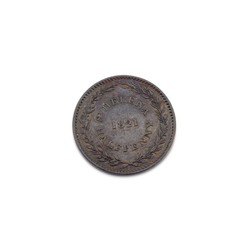 34 - SAINT HELENA UNDER BRITISH EAST INDIA COMPANY, A COPPER HALF PENNY 1821. 28mm, 9.4 grams