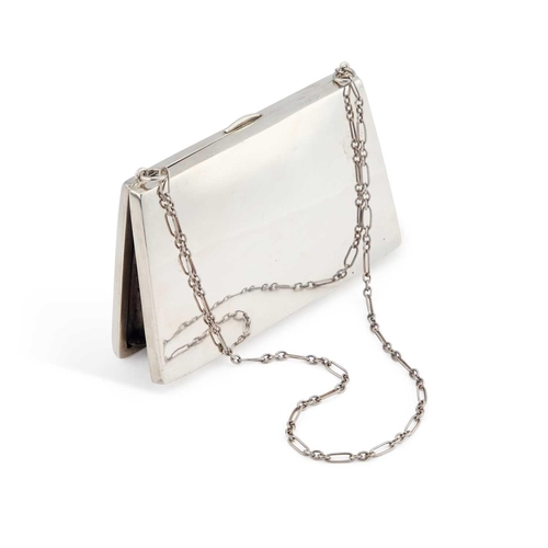 341 - AN ART DECO SILVER-MOUNTED PURSE by Charles S Green & Co Ltd, Birmingham, probably 1942, of tent... 