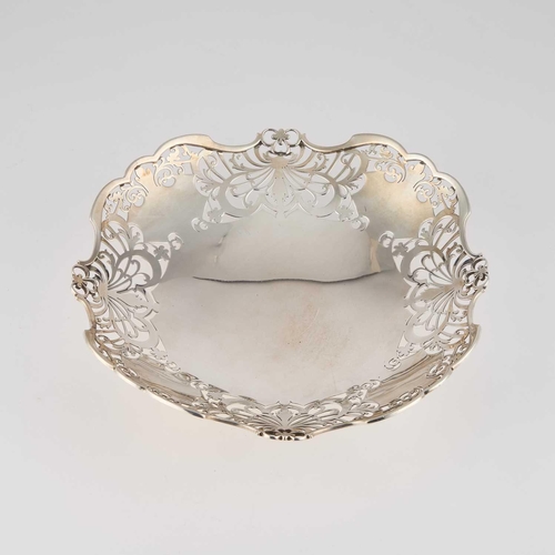 347 - A GEORGE VI PIERCED SILVER FRUIT DISH by A E Poston & Co Ltd, Sheffield 1938, of shaped circular... 