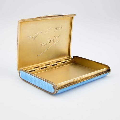 361 - AN ART DECO SILVER AND BLUE GUILLOCHÉ ENAMEL CASE by Adie Brothers Ltd, Birmingham 1932, rectangular... 