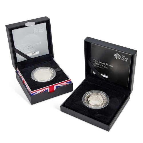 38 - TWO ROYAL MINT £5 SILVER PROOF COINS for 'The Royal Birth