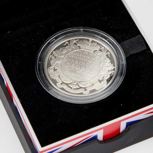 38 - TWO ROYAL MINT £5 SILVER PROOF COINS for 'The Royal Birth