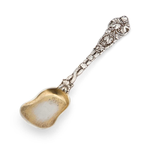 431 - A VICTORIAN SILVER ICE CREAM SPOON by Francis Higgins II, London 1867, the handle cast with grapes a... 