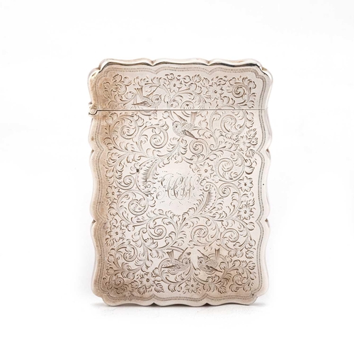 433 - A VICTORIAN SILVER CARD CASE by George Unite & Sons, Birmingham 1897, rectangular with a shaped ... 