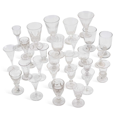 44 - A LARGE COLLECTION OF ANTIQUE AND LATER DRINKING GLASSES (Qty) Tallest 14.5cm