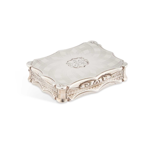 466 - A LARGE EARLY VICTORIAN SILVER VINAIGRETTE by Nathaniel Mills, Birmingham 1844, rectangular with a s... 