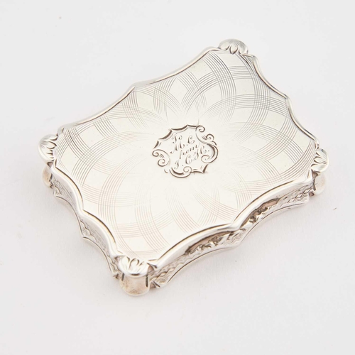 466 - A LARGE EARLY VICTORIAN SILVER VINAIGRETTE by Nathaniel Mills, Birmingham 1844, rectangular with a s... 